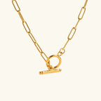 Adele Bar & Circle Paperclip Necklace