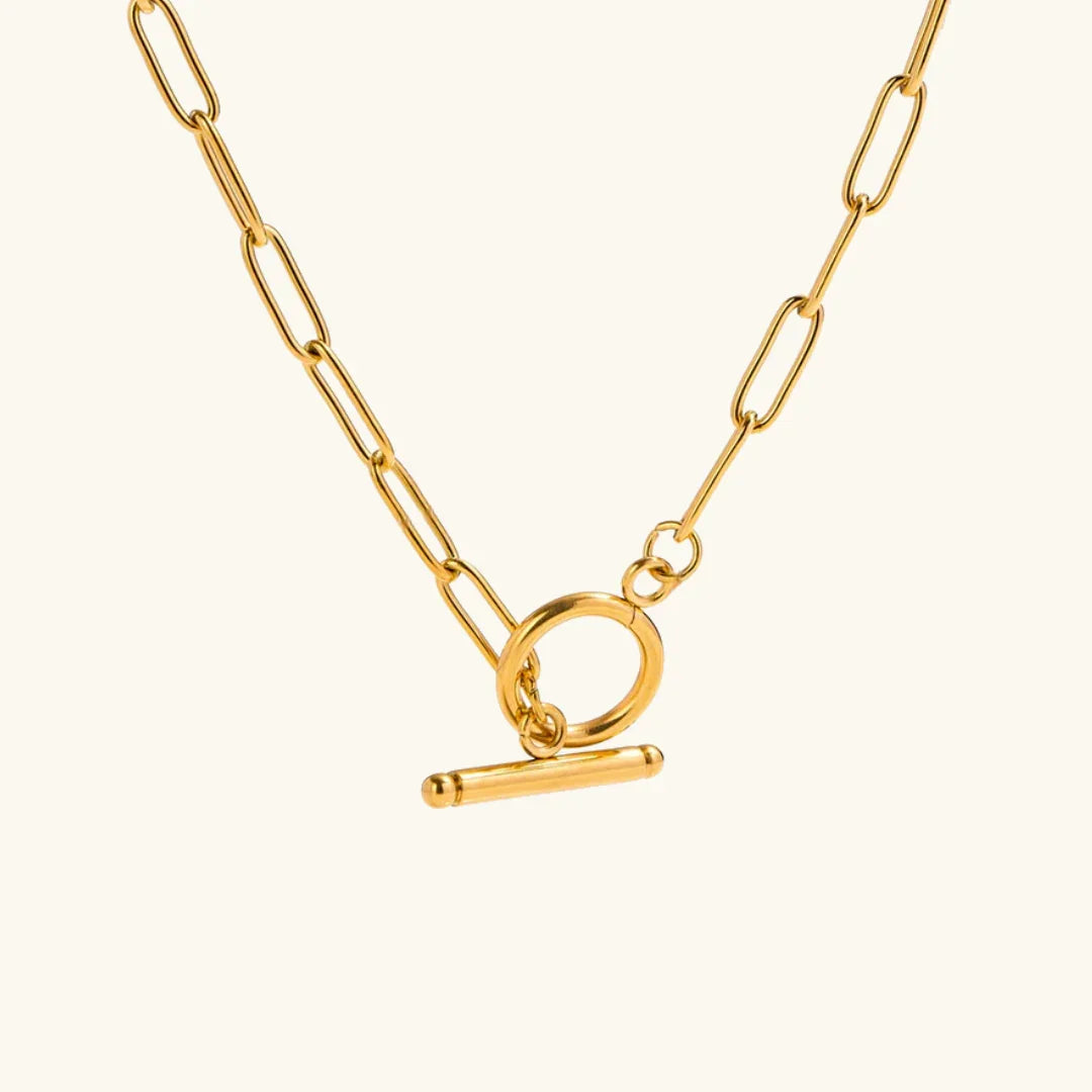 Adele Bar & Circle Paperclip Necklace