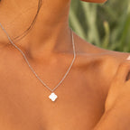 18K Gold Plated Mother of Pearl Clover Pendant Necklace