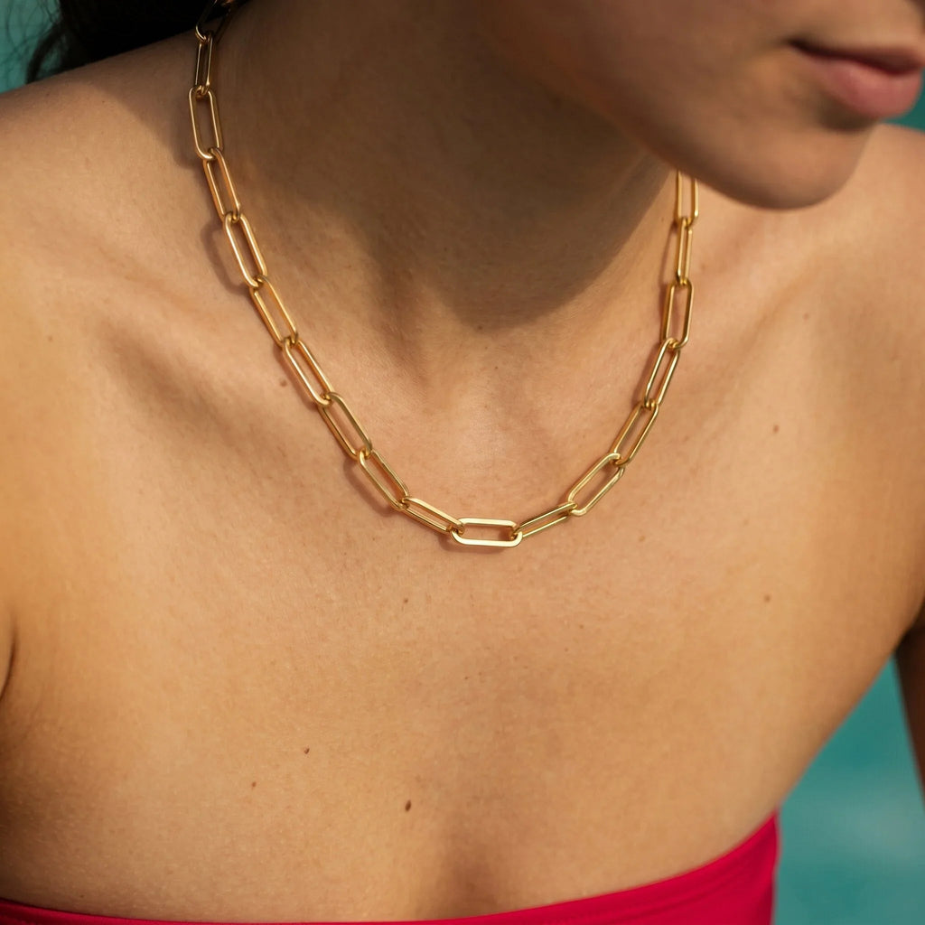 Cassia Gold Paperclip Chain Necklace