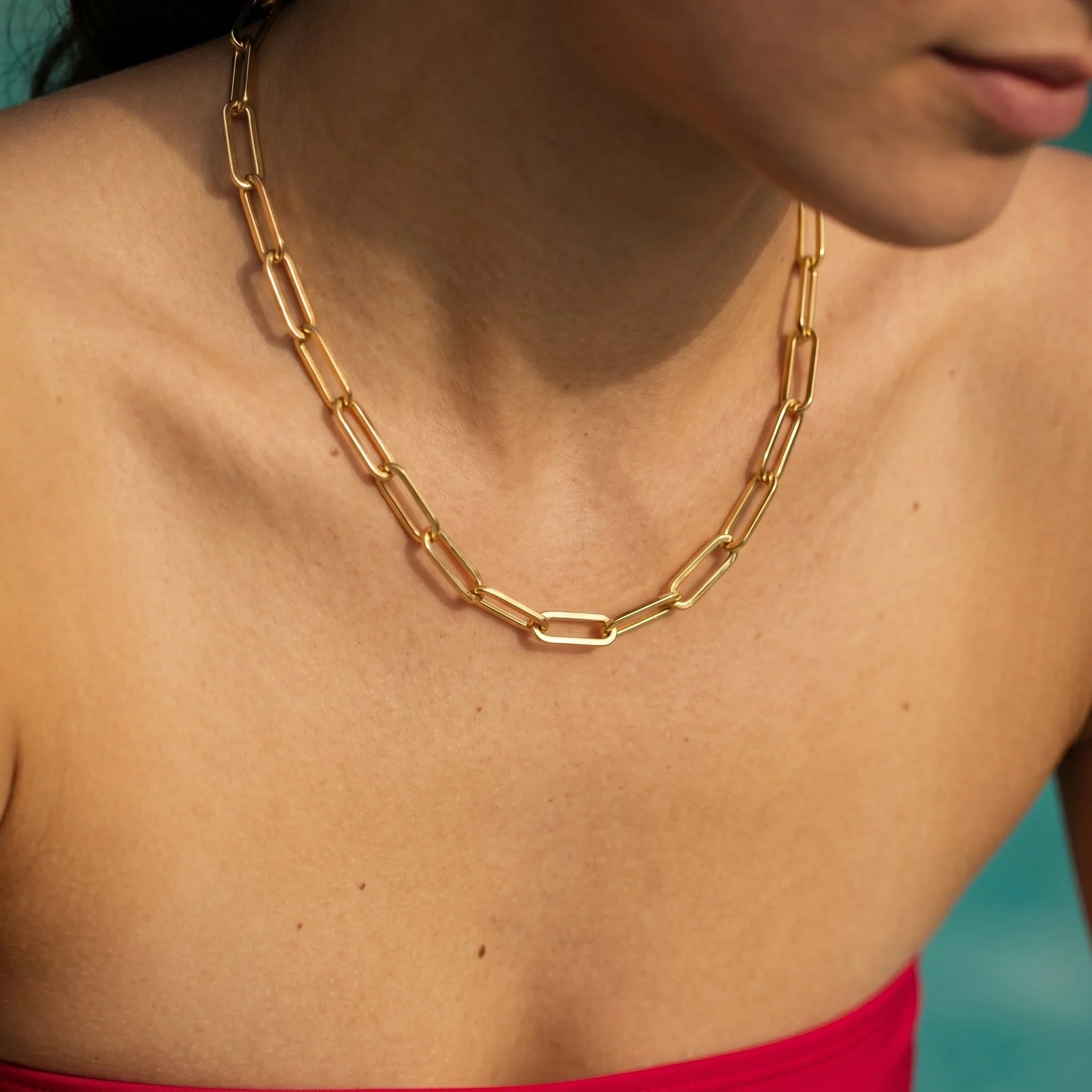 Cassia Gold Paperclip Chain Necklace