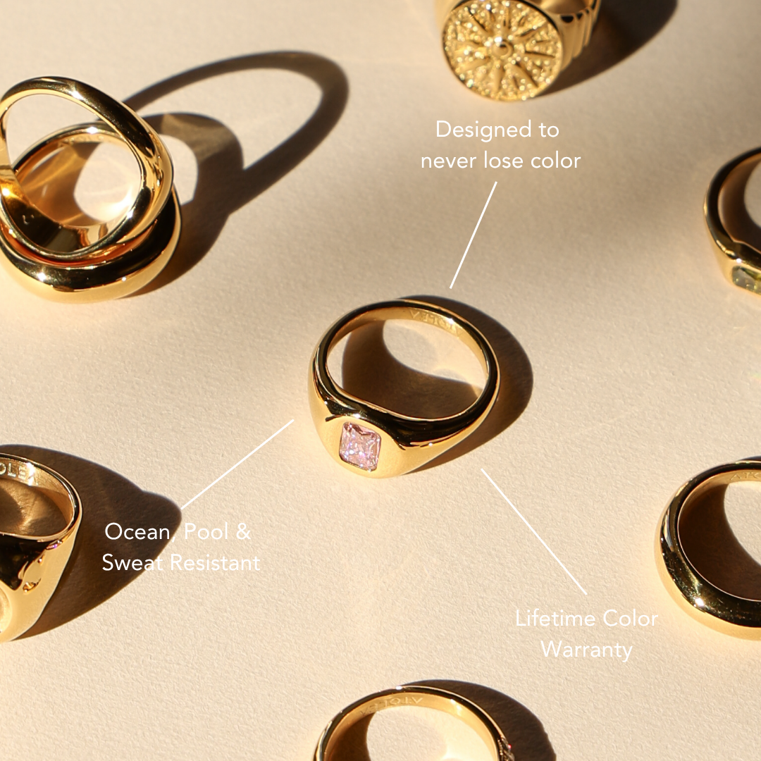 18K Gold Plated Rose Pink Zircon Thin Ring