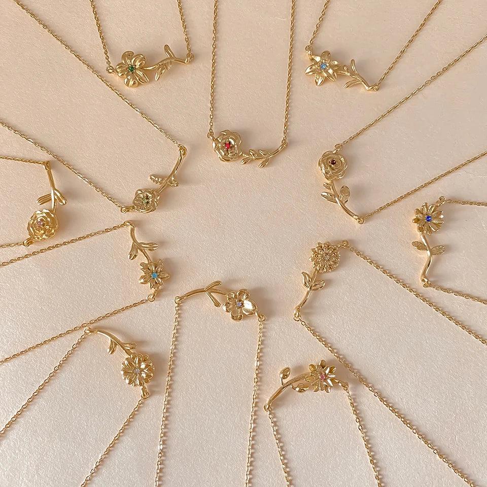Emmeline Birth Flower Gold Necklace