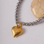 Solène Chunky Bead Heart Pendant Necklace