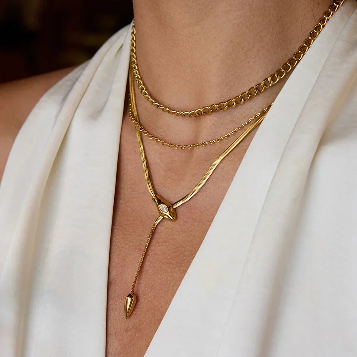 Ondine Serpentine Gold Pendant Necklace