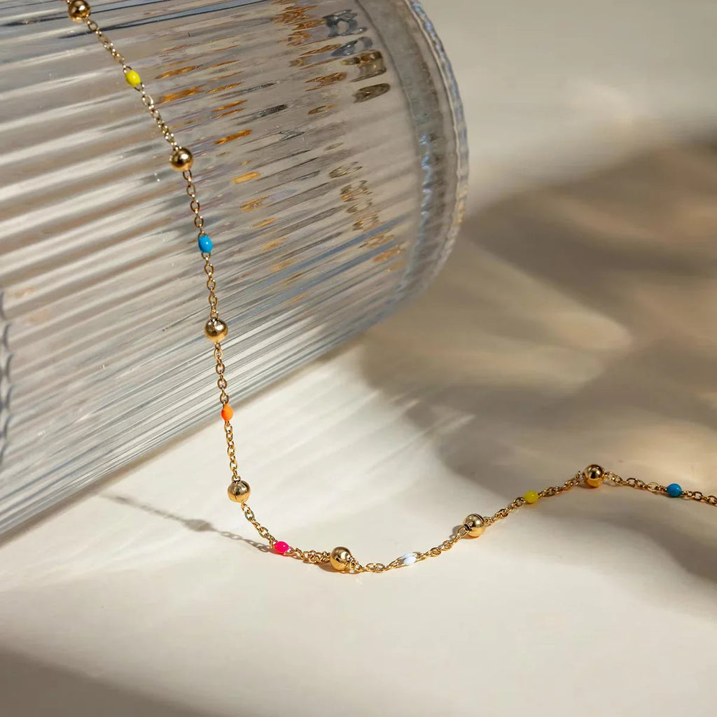 Coralie Beaded Gold Chain Necklace