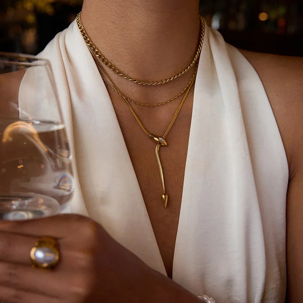 Ondine Serpentine Gold Pendant Necklace
