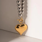 Solène Chunky Bead Heart Pendant Necklace