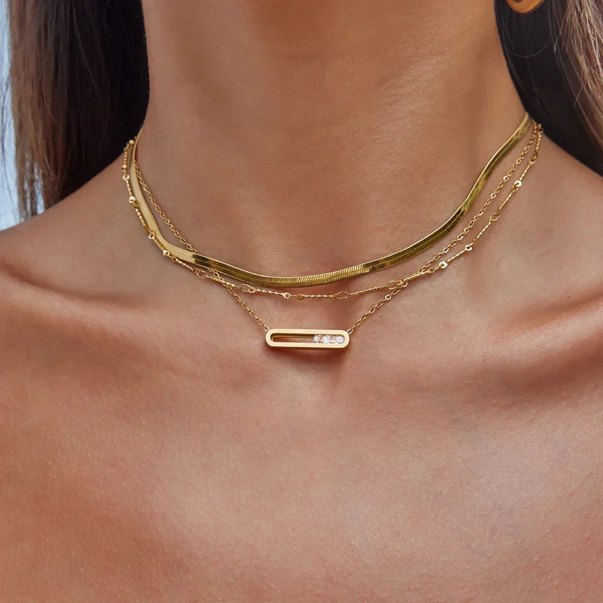 Thea Sculpted Gold Pendant Necklace