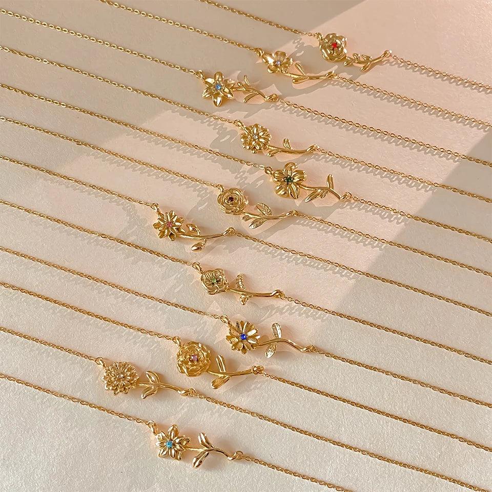 Emmeline Birth Flower Gold Necklace