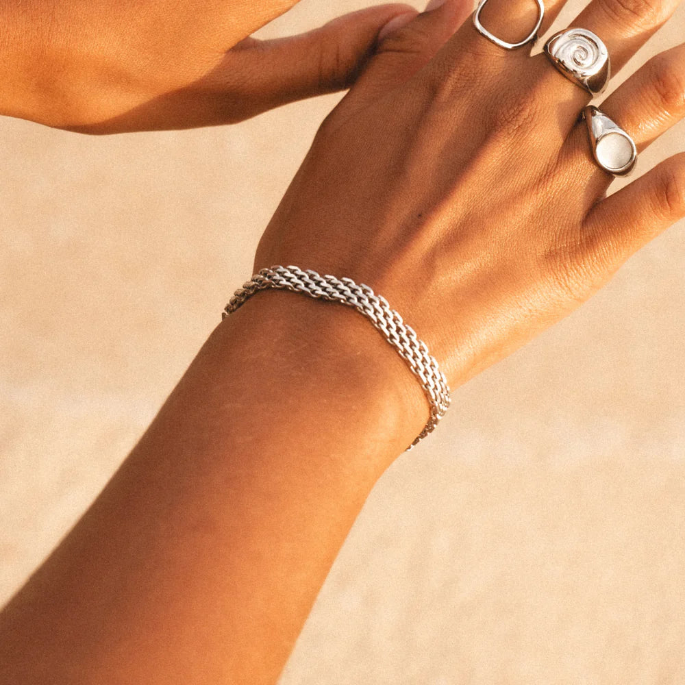 18K Gold Plated Woven Chain Bracelet Statement Bold