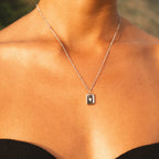 18K Gold Plated North Star Rectangle Tag Pendant Necklace