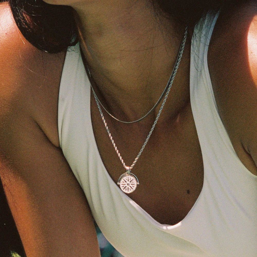 18K Gold Plated Sun Coin Pendant Rope Chain Necklace