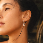 18K Gold Plated Hammered Freshwater Pearl Hoop Earrings