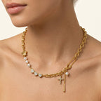 Aveline Diamond & Pearl Gold Necklace