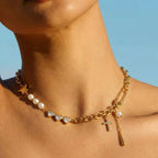 Aveline Diamond & Pearl Gold Necklace