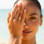 18K Gold Plated Blue Stone Ring