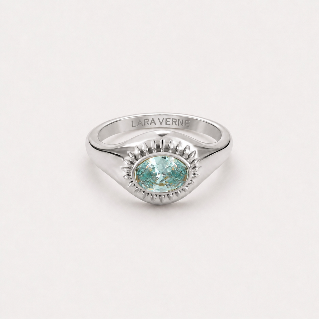 18K Gold Plated Blue Stone Ring by Lara Verne