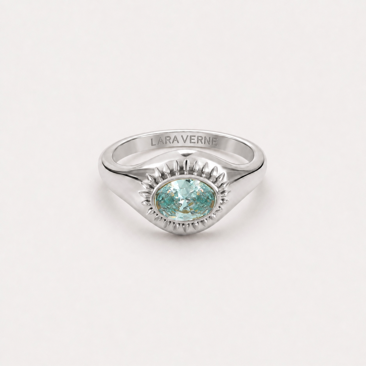 18K Gold Plated Blue Stone Ring by Lara Verne