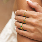 18K Gold Plated Chunky Emerald Green Zircon Ring