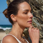 18K Gold Plated Zircon Sparkle Drop Hoop Earrings