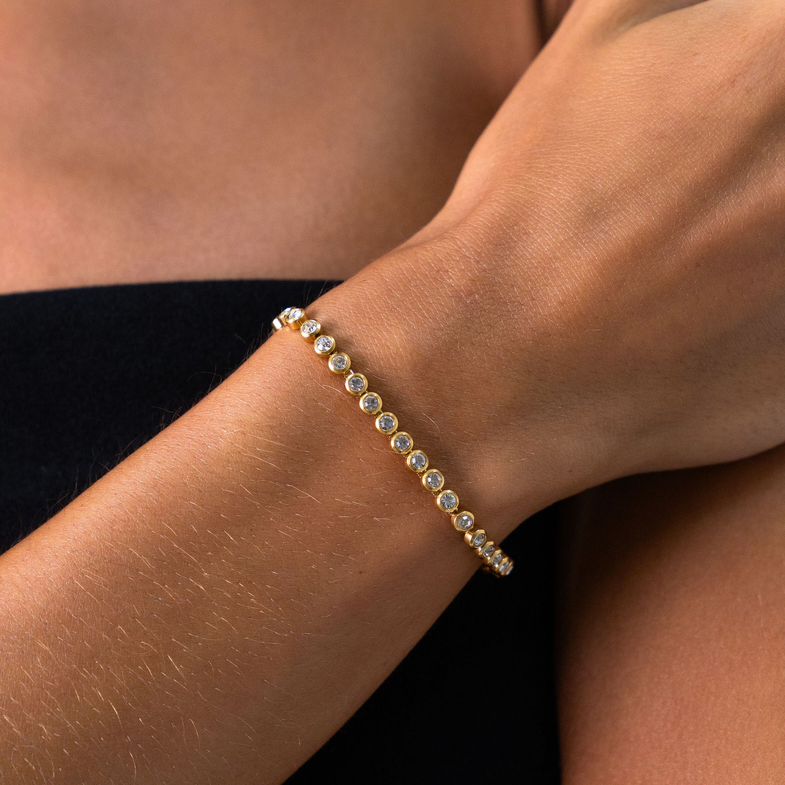 18K Gold Plated Zirconia Tennis Bracelet Waterproof