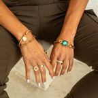 Triple Band Roman Numeral Ring Gold Plated 18K