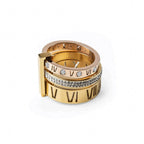 Triple Band Roman Numeral Ring Gold Plated 18K