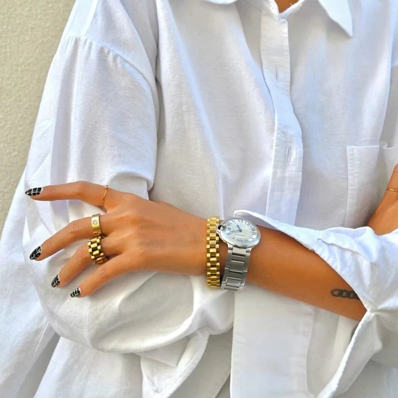 Beauty Wide Chain Minimalist Ring Gold Plated 18K