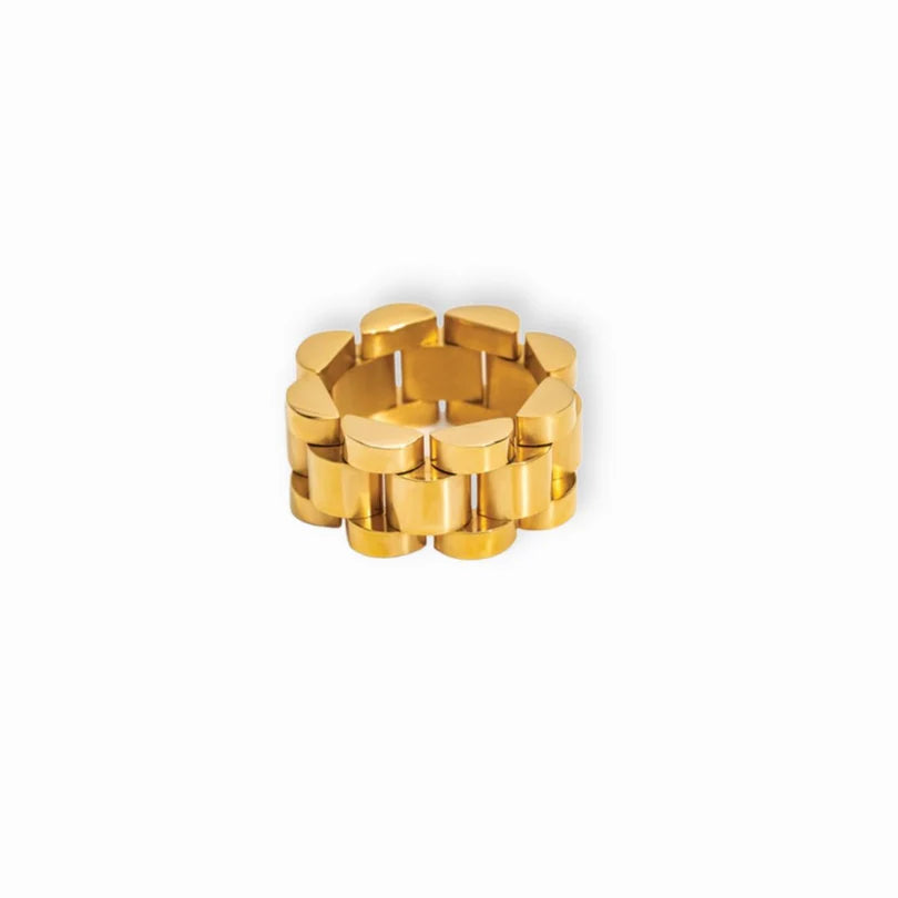 Beauty Wide Chain Minimalist Ring Gold Plated 18K