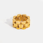Beauty Wide Chain Minimalist Ring Gold Plated 18K