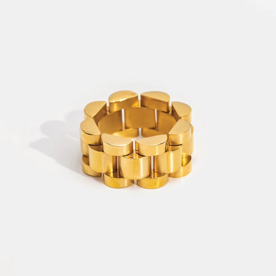 Beauty Wide Chain Minimalist Ring Gold Plated 18K