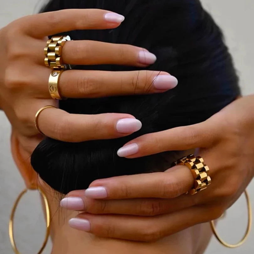 Beauty Wide Chain Minimalist Ring Gold Plated 18K