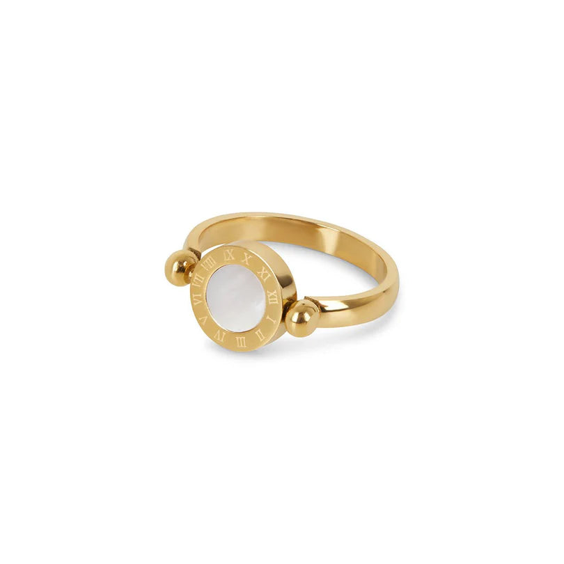 Spinning Roman Numeral Ring Gold Plated 18K
