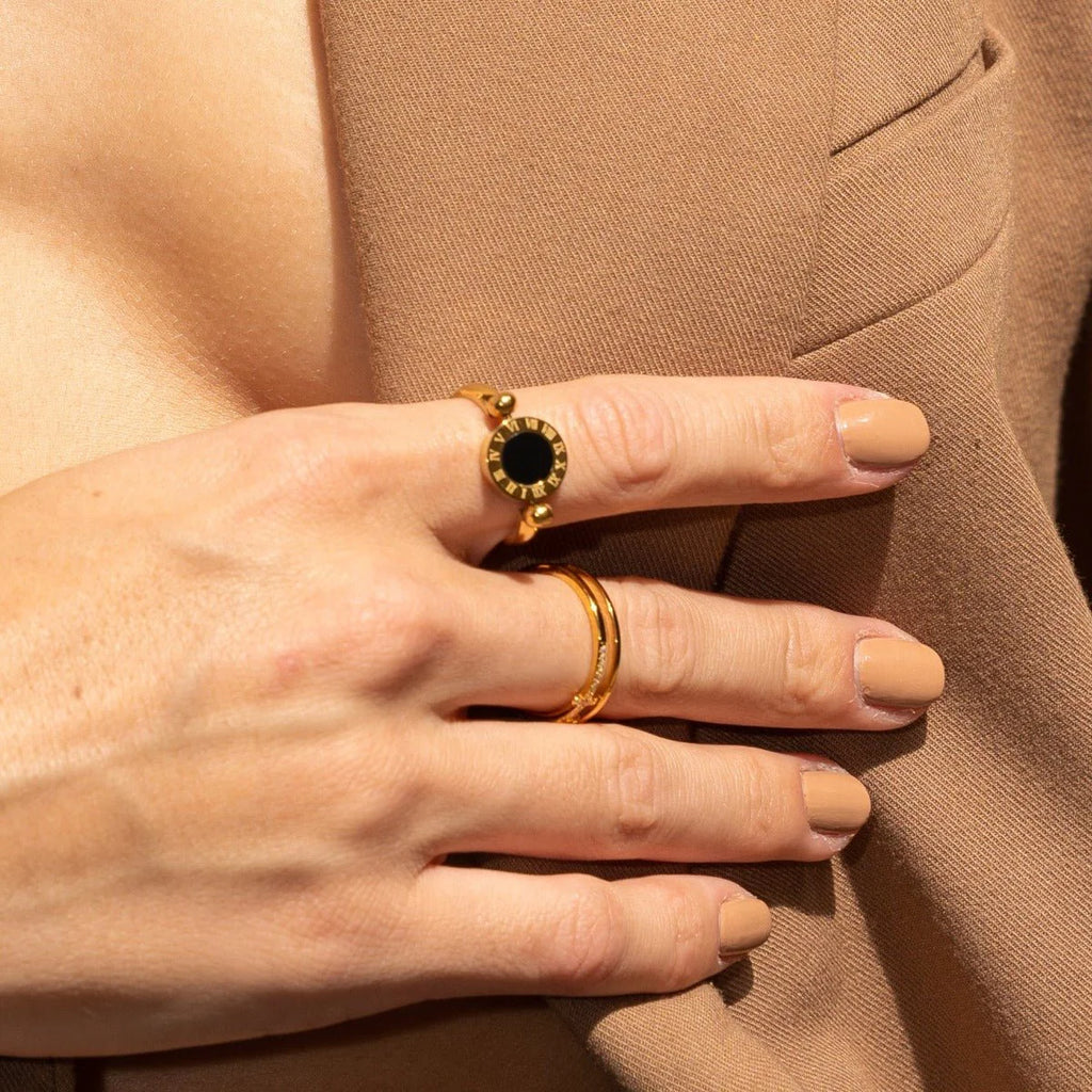 Spinning Roman Numeral Ring Gold Plated 18K