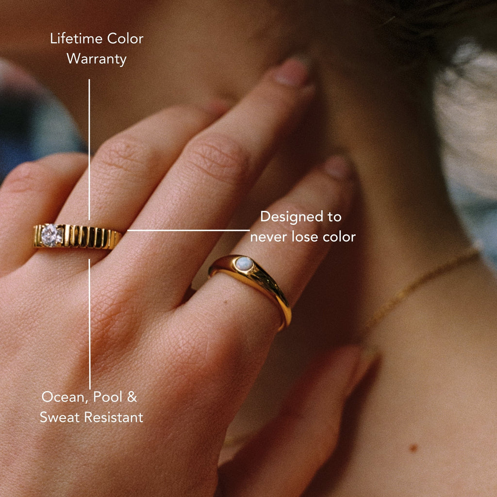 18K Gold Plated Aspen White Zircon Statement Ring
