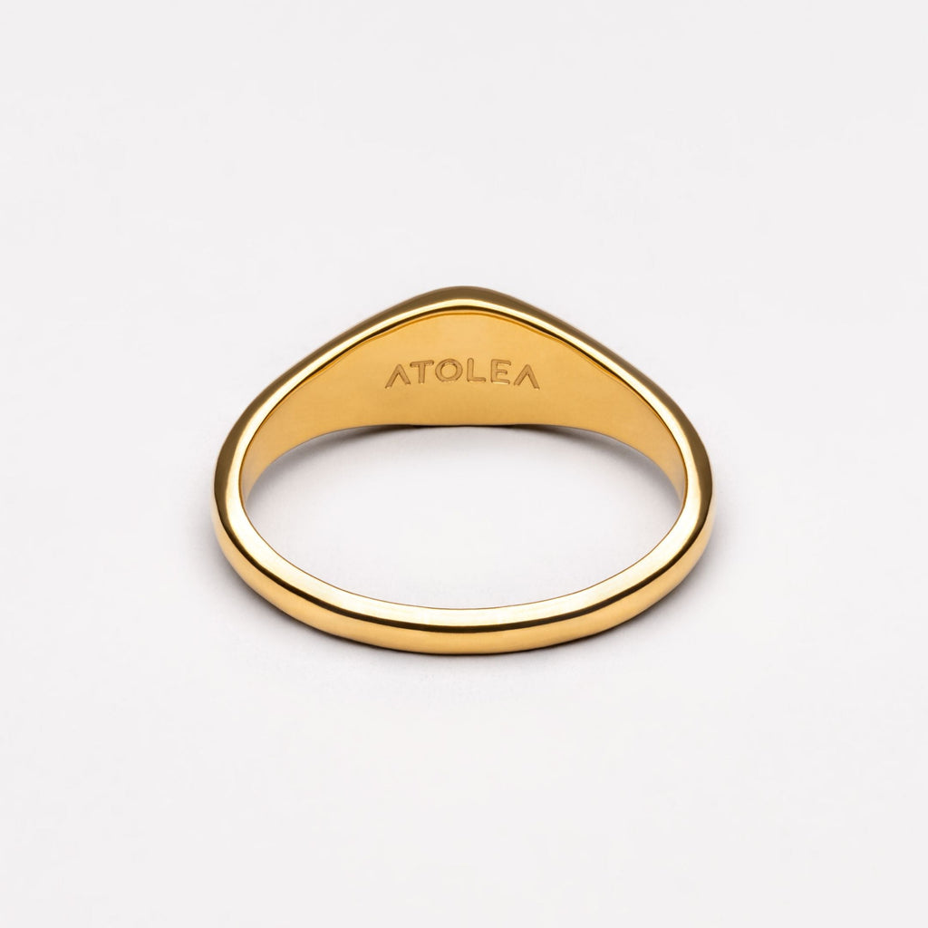18K Gold Plated Oasis Jade Stone Ring Waterproof