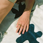 18K Gold Plated Green Stone Statement Ring
