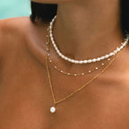 18K Gold Plated White Enamel Beaded Chain Necklace Waterproof