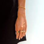 18K Gold Plated Kaya Black Onyx Signet Ring