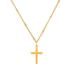 18K Gold Plated Minimalist Cross Pendant Satellite Chain Necklace