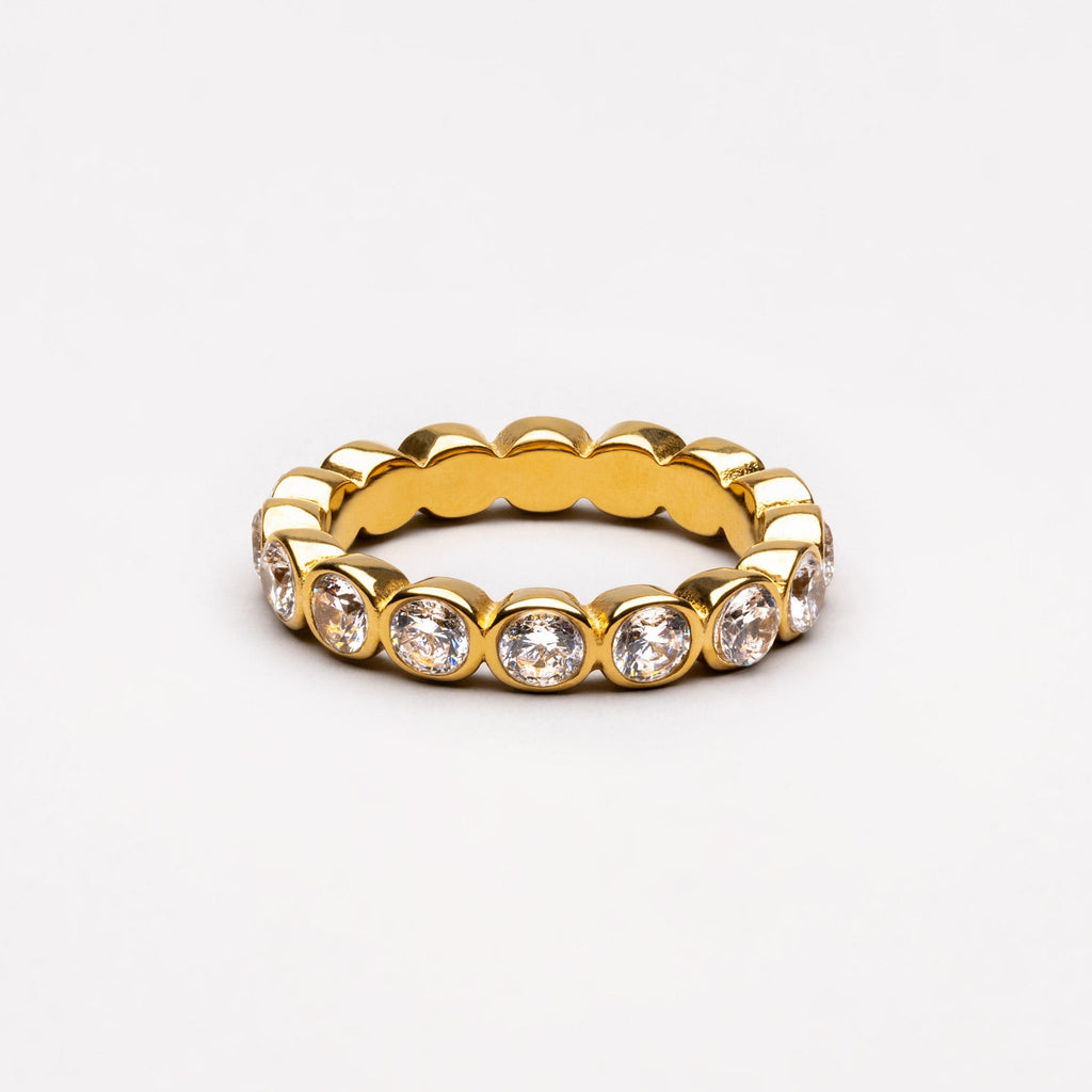 18K Gold Plated Beaded Sparkly Zircon Ring