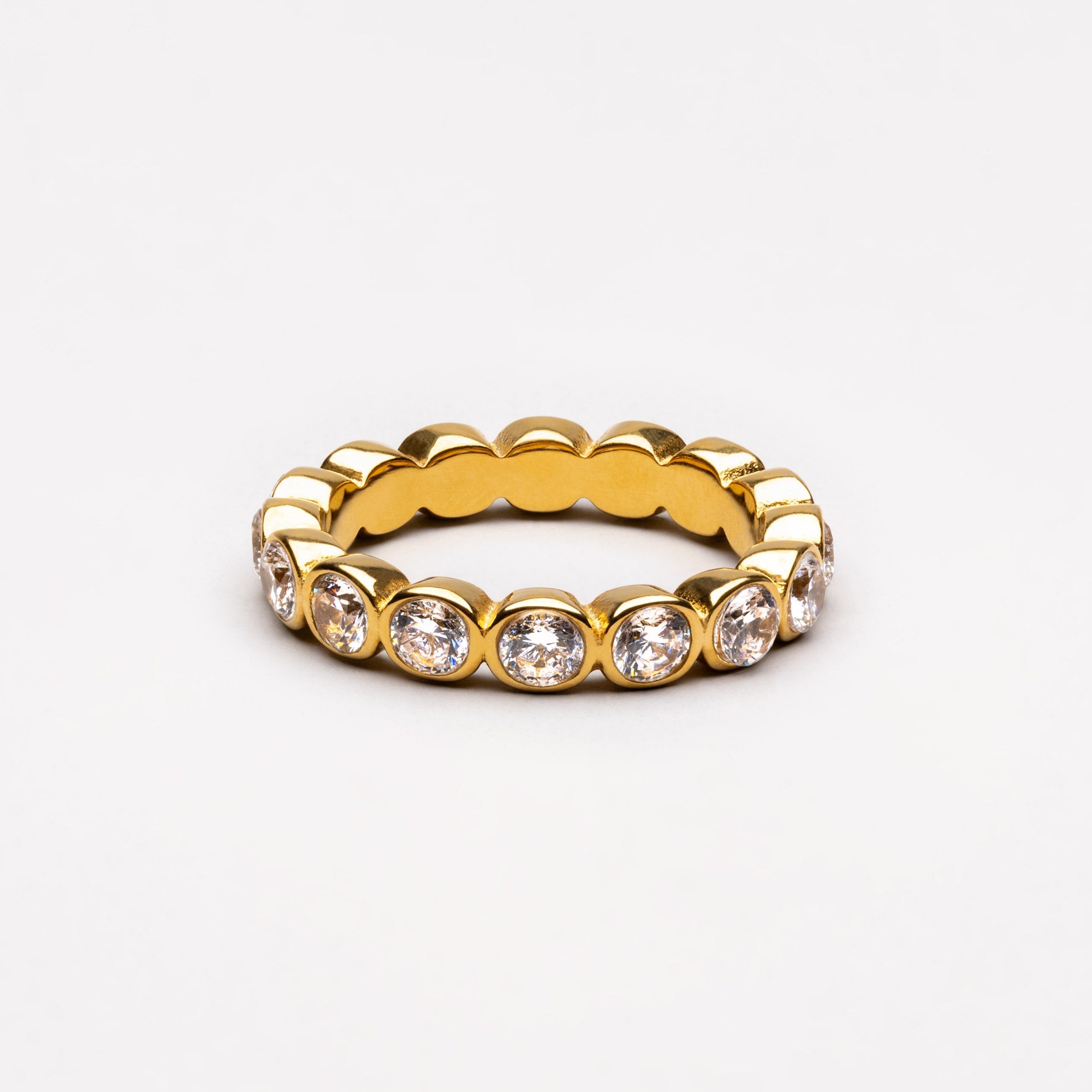 18K Gold Plated Beaded Sparkly Zircon Ring