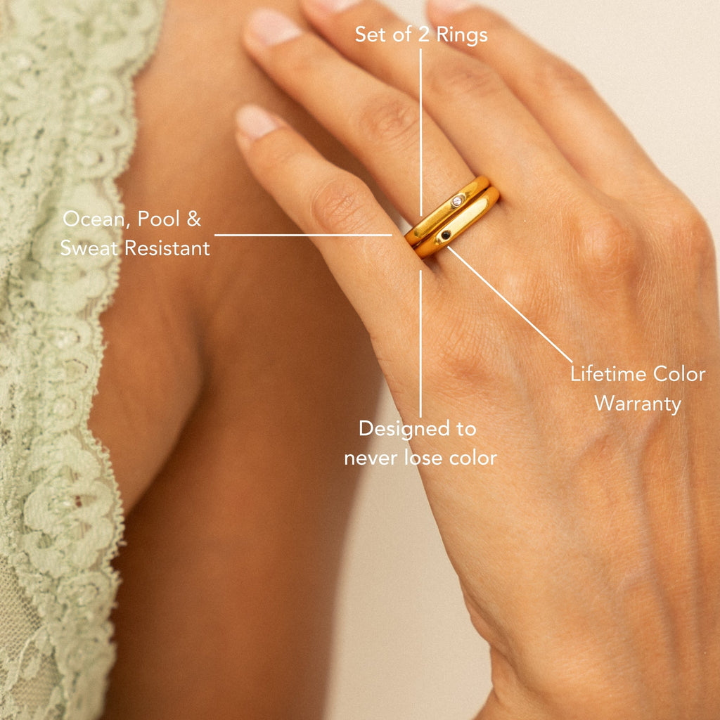 18K Gold Plated Best Friends Ring Set of 2