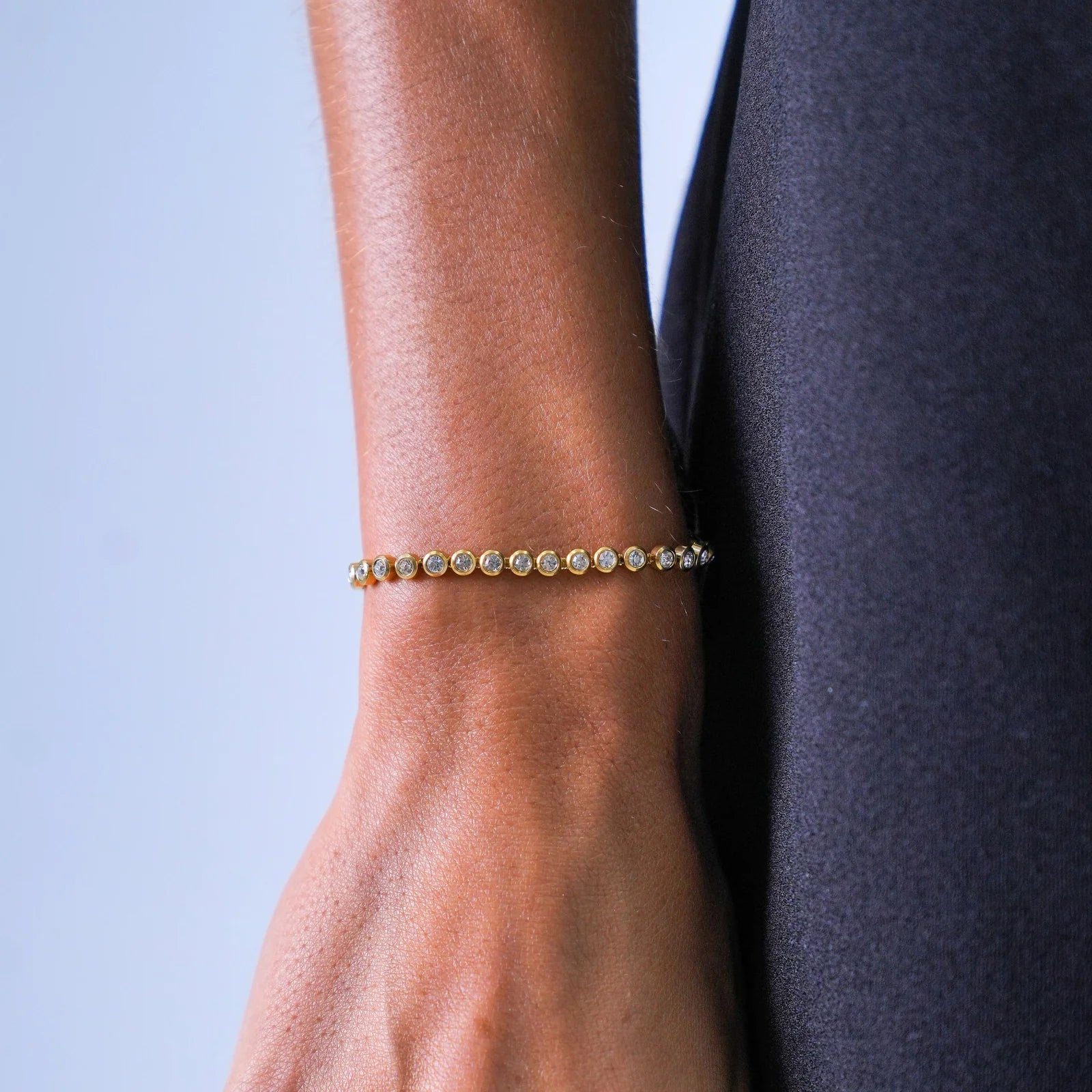 18K Gold Plated Zirconia Tennis Bracelet Waterproof