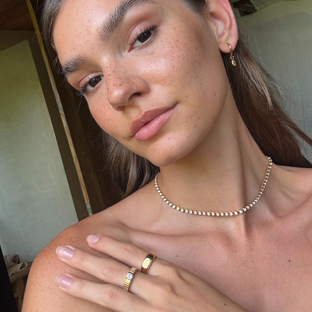 18K Gold Plated Aspen White Zircon Statement Ring