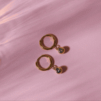 18K Gold Plated Birthstone Charm Huggie Hoop Earrings