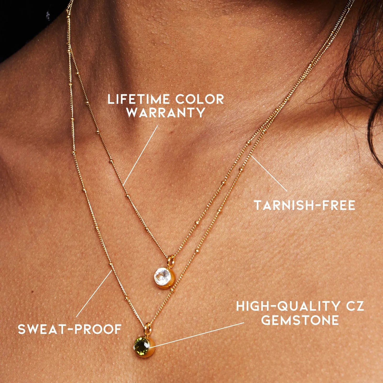18K Gold Plated Birthstone Pendant Necklace