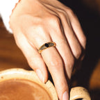 18K Gold Plated Seseh Black Onyx Band Ring