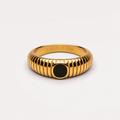 18K Gold Plated Seseh Black Onyx Band Ring